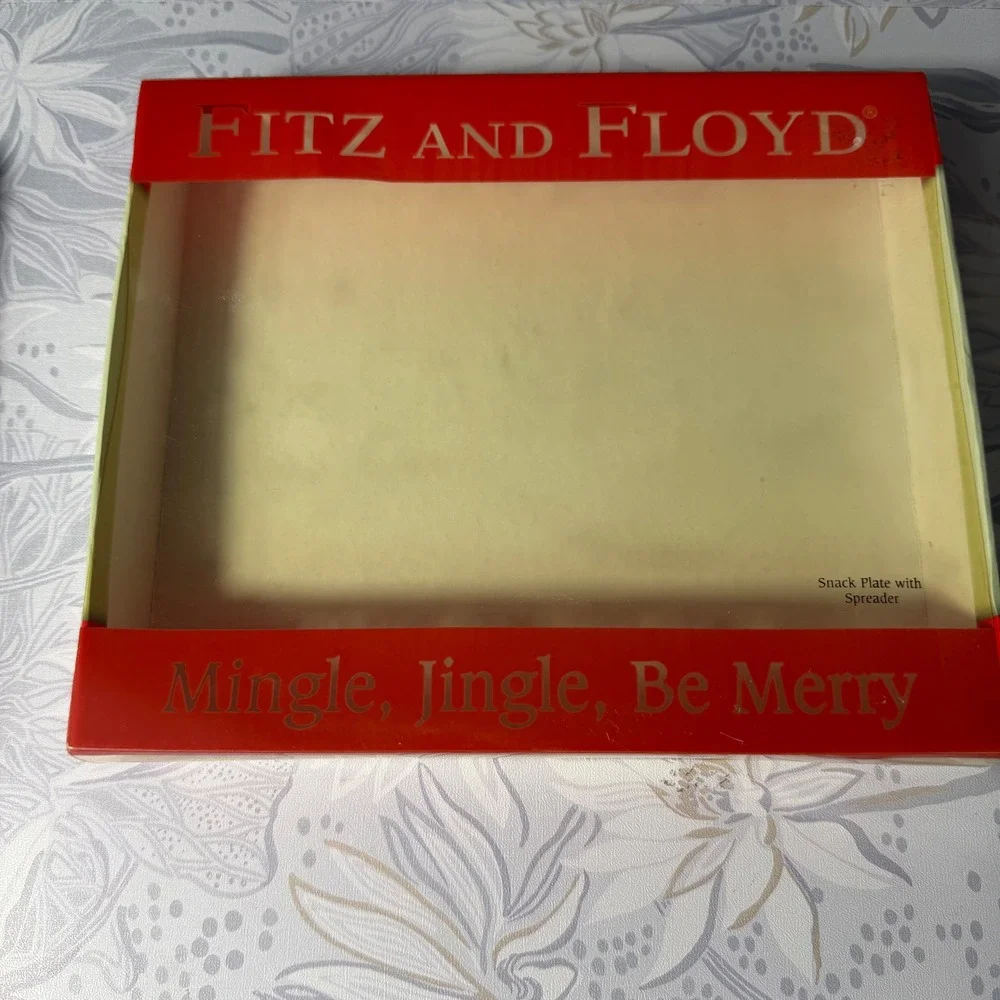 Fitz and Floyd Santa Snack‎ Plate Spreader Mingle Jingle Be Merry Set Christmas